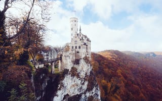 Картинка замок, лихтенштейн, осень, лихтенштайн, осен, германия