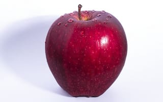 Картинка фрукты, капли, яблоко, красное