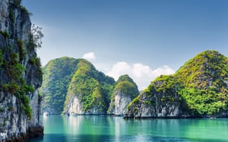 Картинка природа, halong bay, скала, море, вьетнам, бухта, утес