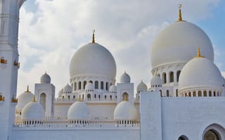 Картинка белоснежный, мечеть шаха зайда, купола, оаэ, абу-даби