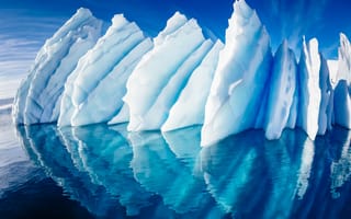 Картинка небо, ледник, отражение, море, лёд, океан