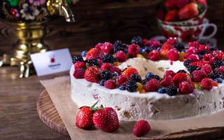 Картинка малина, сладкое, десерт, торт, ежевика, ягоды, клубника