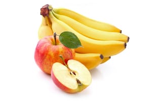 Картинка фрукты, бананы, белый, яблоки