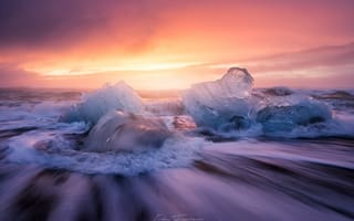 Картинка природа, пляж, исландия, лёд, выдержка