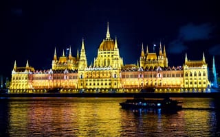 Картинка ночь, будапешт, венгрия, огни, город