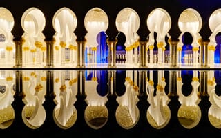 Обои отражение, абу-даби, оаэ, мечеть шейха зайда