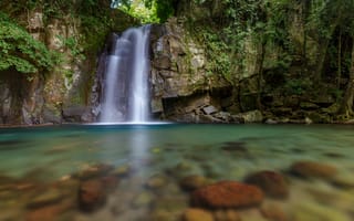 Картинка река, george qua, cumon, скалы, albay, водопад, природа, филипины, malinao, vera falls