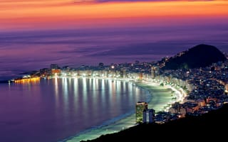 Картинка пляж, пляж копакабана, город, рио-де-жанейро, бразилия