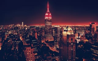 Картинка небоскребы, нью-йорк, сша, ночной город