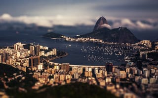 Картинка облака, бразилия, порт, залив, дома, город, здания, рио-де-жанейро