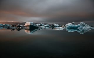 Картинка пейзаж, айсберги, лёд, море