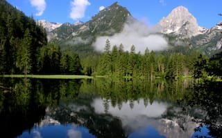 Картинка озеро, горы, природа, отражение, лес, пейзаж