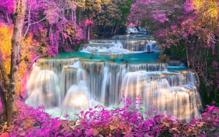 Картинка река, лес, пейзаж, тайланд, осень, theerapol, природа, водопад