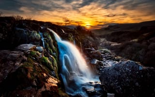 Картинка горы, водопад, шотландия