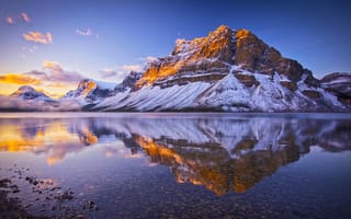 Обои озеро, отражение, горы, зима, природа