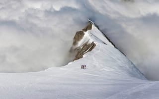 Картинка снег, гора, швейцария, альпинисты
