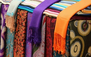 Картинка разноцветные, ткань, шарфы, шарф, платки, платок