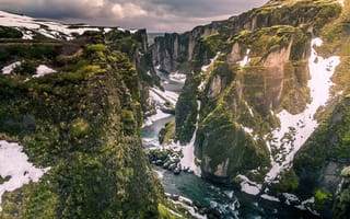 Картинка река, снег, скалы, vestur-skaftafellssysla, исландия