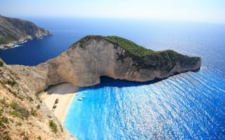 Картинка скалы, море, 18, пляж, греция, бухта