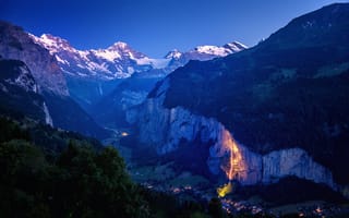 Картинка небо, природа, швейцария, ночь, горы