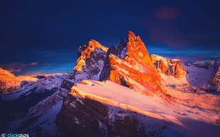 Картинка вечер, хребет, доломитовые альпы, закат, италия, скалы, зима, горы