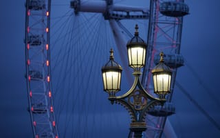 Картинка лондон, фонарь, англия, колесо обозрения, лондонский глаз