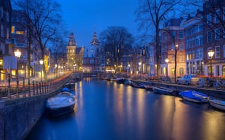 Картинка город, нидерланды, европа, канал, амстердам