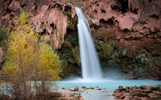 Картинка река, michael wilson, водопад, осень, скалы, природа