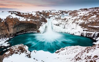 Картинка зима, исландия, водопад