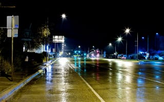 Картинка дорога, под дождём, glasgow at night, ночь, дождь
