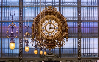 Картинка фонари, париж, музей орсе, часы, франция, robert c. schmalle