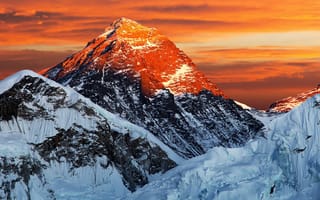 Картинка горы, вершина, снег, пейзаж, эверест