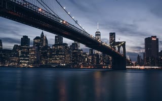 Картинка мост, город, манхэттен, сша, бруклинский мост, нью-йорк