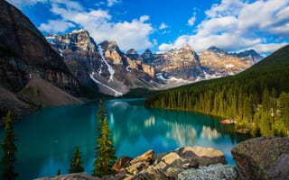 Картинка озеро, природа, лес, канада, горы