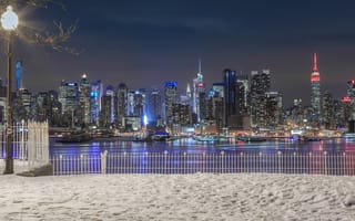 Картинка зима, нью-йорк, фонарь, andrew thomas, манхэттен, город