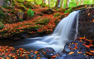 Картинка река, frederick bancale, осень, водопад, лес, природа, листья