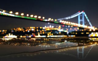 Картинка огни, мост, турция, боке, стамбул, станбул