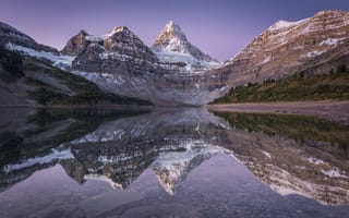Картинка озеро, зима, пейзаж, горы, отражение, природа