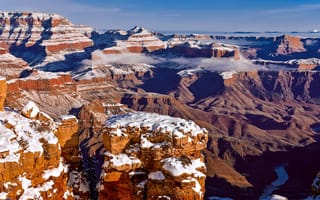 Картинка скалы, pat kofahl, grand canyon, зима, штат аризона, пейзаж