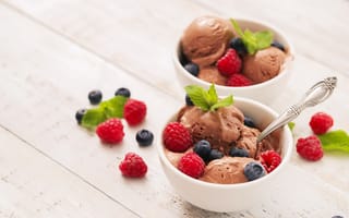 Картинка малина, ягоды, десерт, мороженое, какао