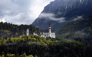 Картинка горы, осень, замок, германия, нойшванштайн