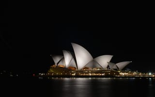 Обои ночь, сидней, сиднейский оперный театр, архитектура, австралия