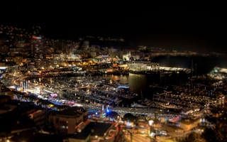 Картинка ночь, монте-карло, огни, монако, корабли, город