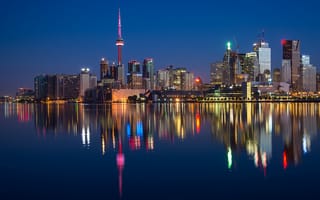Картинка отражение, торонто, канада, небоскребы, городской пейзаж