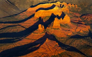 Картинка горы, каньон, аризона, тень, сша, скалы, седона