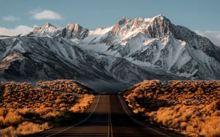 Картинка дорога, горы, природа, снег