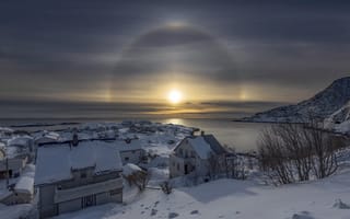 Картинка норвегии, nordland, amazing sunbow, reine