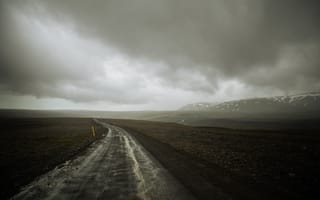 Картинка дорога, облака, исландия, гора, пейзаж, природа