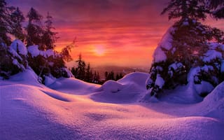 Картинка закат, зима