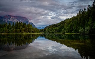 Картинка озеро, горы, природа, лес, отражение